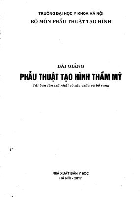 Bìa sách Bài Giảng Phẫu Thuật Tạo Hình Thẩm Mỹ - Đại học Y Hà Nội