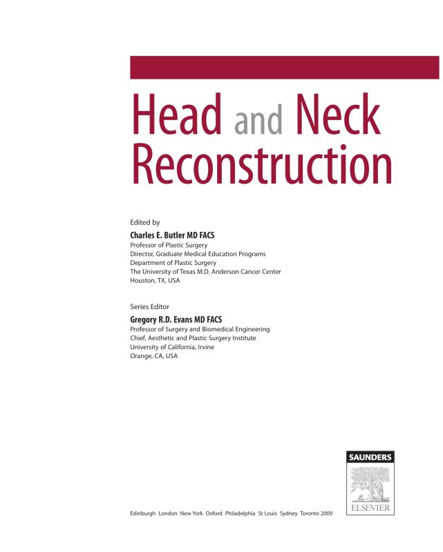 Bìa sách Head and Neck Reconstruction của Charles E. Butler