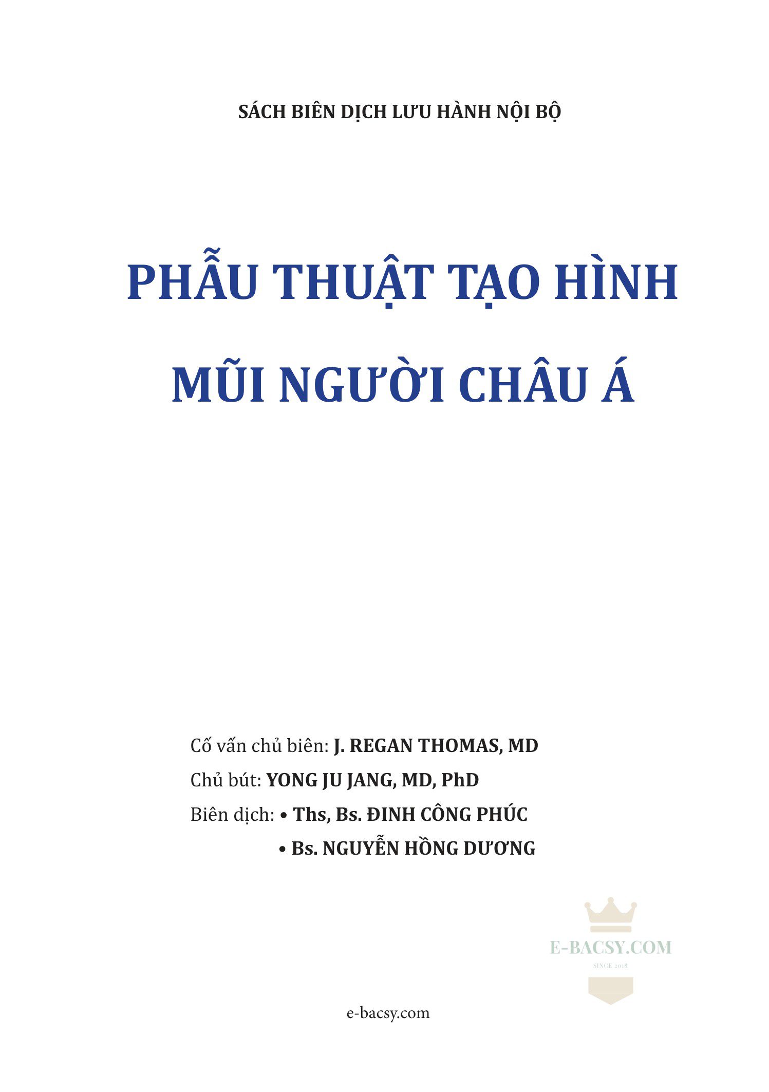 Bìa sách Phẫu Thuật Tạo Hình Mũi Người Châu Á của Yong Ju Jang