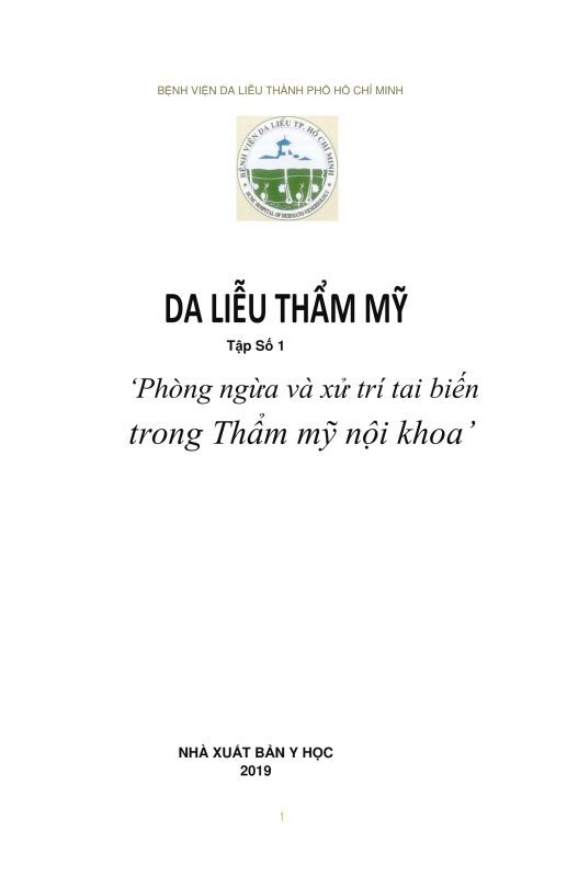 Bìa sách Da liễu thẩm mỹ Tập 1 Phòng ngừa và xử trí tai biến trong Thẩm mỹ nội khoa